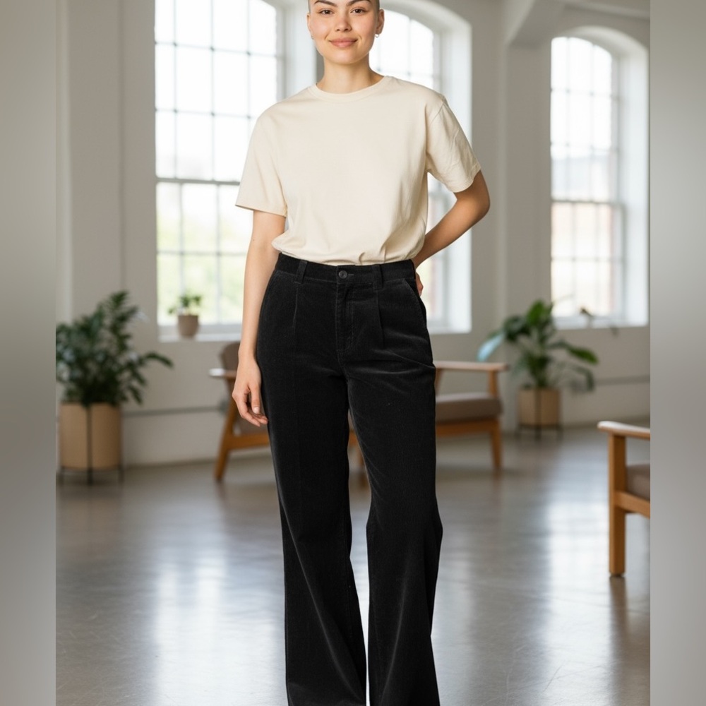 Dickies wide leg cords black women 14‎ skater